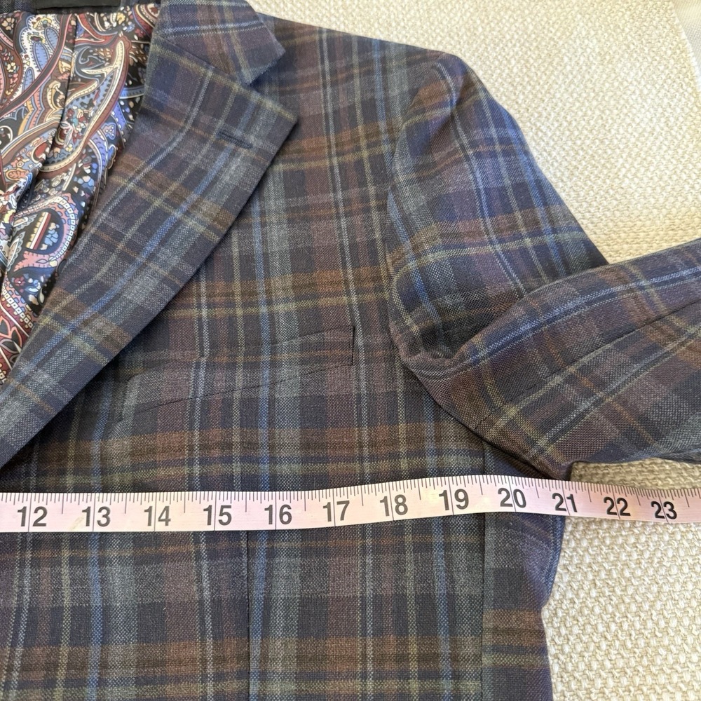 Tallia Men Suit 40R Windowpane Plaid Wool Blend Blazer Sport Coat Jacket - Picture 10 of 12